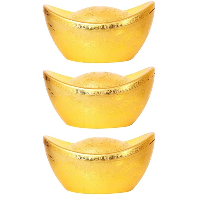 3 Pieces Ornement De Lingot D'or Lingot Doré Lingot D'or Ornements