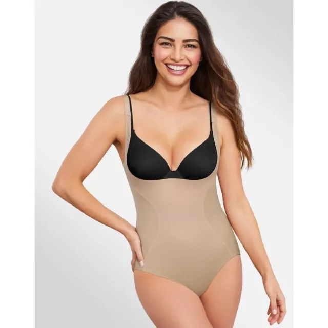 Maidenform Open Bust Body Shaper Women's 2X Beige Shapewear Smoothing Briefer 2