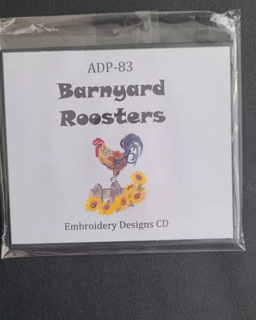 Barnyard Roosters Embroidery Designs CD