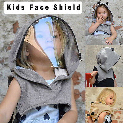 Child Face Shield Reusable Removable Full Protectivon Face Wear Clear Hooded Hat