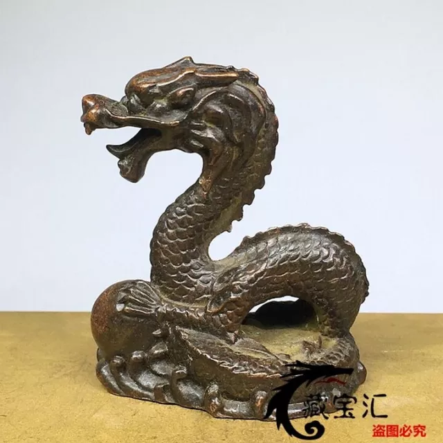 Exquisite collection Rare Chinese bronze dragon statue figure table decoration