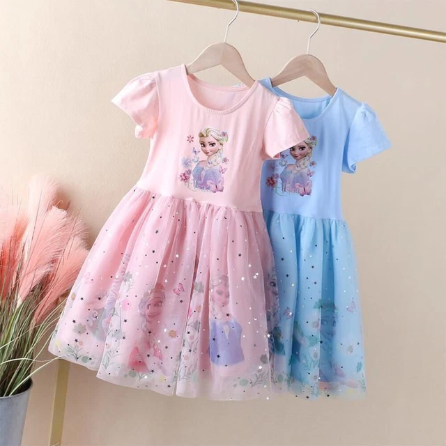 Mädchen Kinder Baby Sommer Shirtkleid Eiskönigin Frozen Elsa Tutukleid Tüllkleid