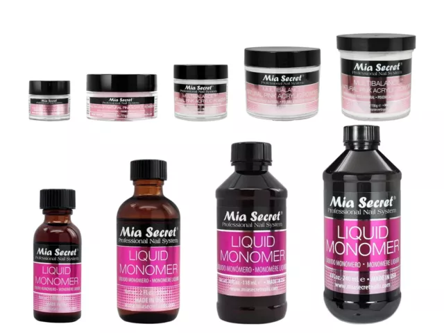 Mia Secret Liquid Monomer + Natural Pink Acrylic Nail Powder - CHOOSE YOUR SET