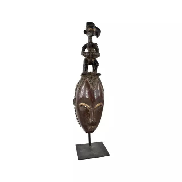 Guro Yaure Portrait Mask With Figure on Custom Stand Côte d'Ivoire