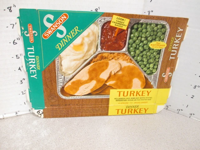 SWANSON 1960s TURKEY cranberry mashed potato (1) TV dinner frozen food box NZ