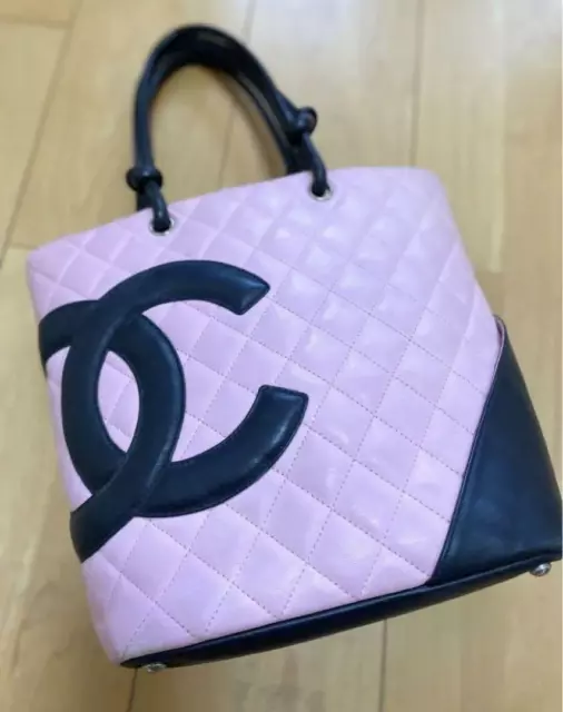 CHANEL CAMBON LINE Agenda Day Planner Cover Pink Black Leather CC