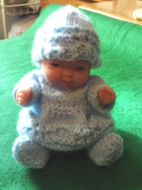 Sweet Precious Miniature 5" BABY DOLL with Blue Crochet Outfit