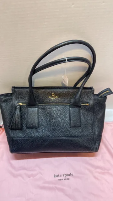 Kate spade New York large black leather tote satchel bag purse