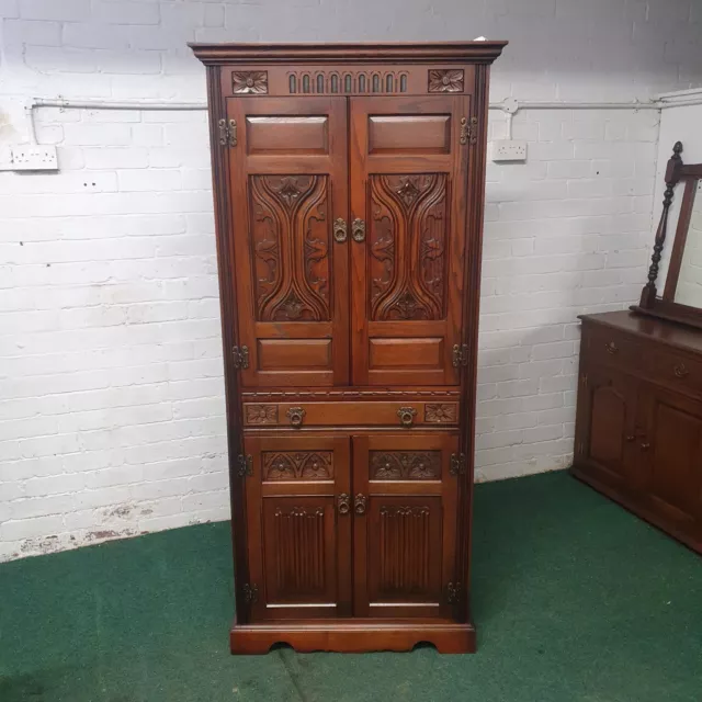 OLD CHARM FURNITURE OAK WINE/COCKTAIL/STORAGE CABINET MODEL No 2408 TUDOR BROWN