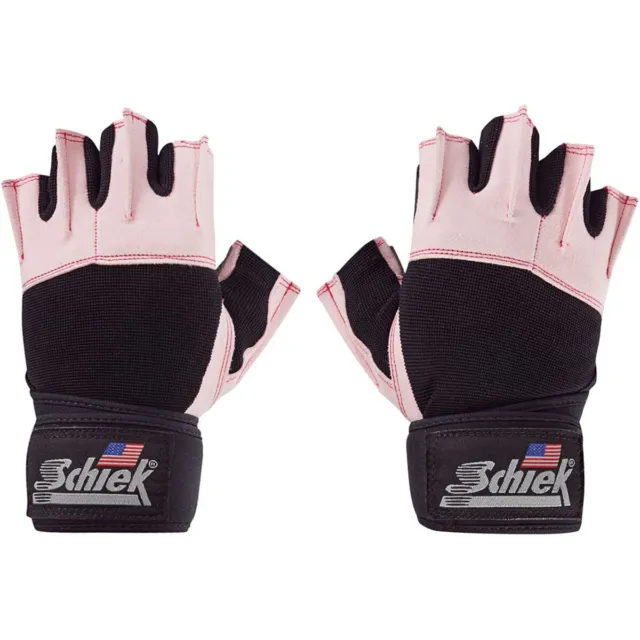 Schiek Sports Platinum 3/4 Finger Wrist Wrap Lifting Gloves - Pink/Black