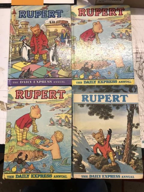 4 Rupert bear annuals vintage