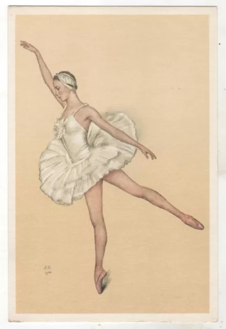 1960 Galina ULANOVA BALLET "SWAN LAKE" Ballerinas Dancer Russian Postcard OLD