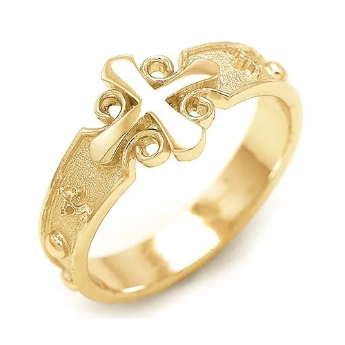 Rosary Ring PR02 10K Real Solid Gold Catholic Christian Ring (US 4 ~ 11)