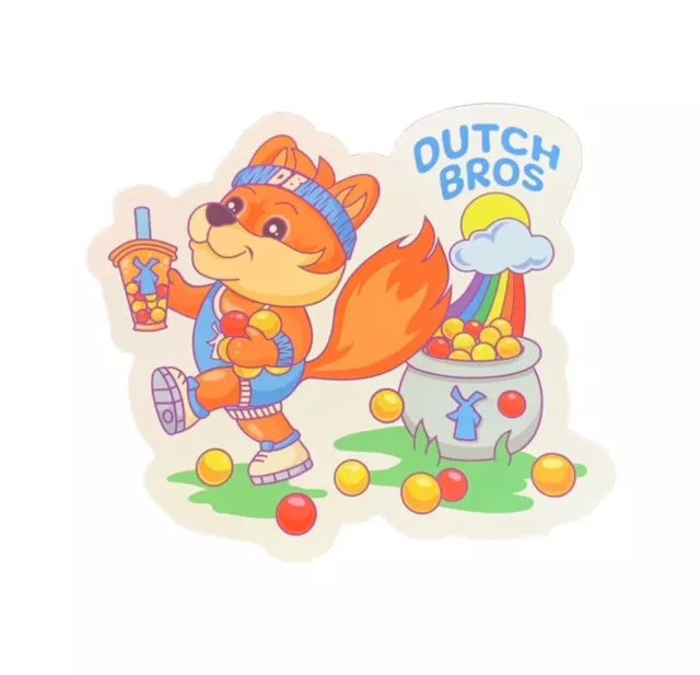 DUTCH BROS STICKER Fox 🦊 MARCH 2024 BOBA St Patricks Day Coffee rainbow