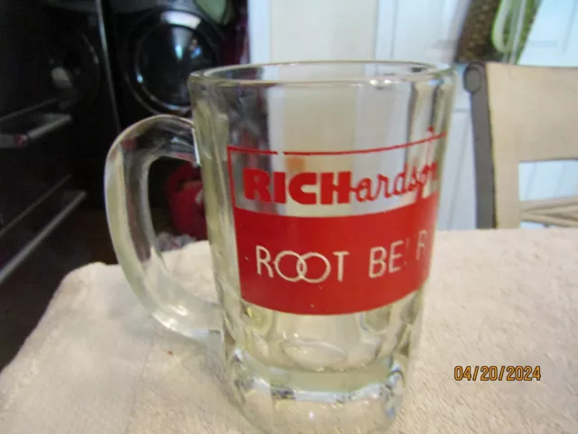 Vintage RICHARDSON Root Beer Glass Mug 5" Drive In Original Advertising Logo 5"