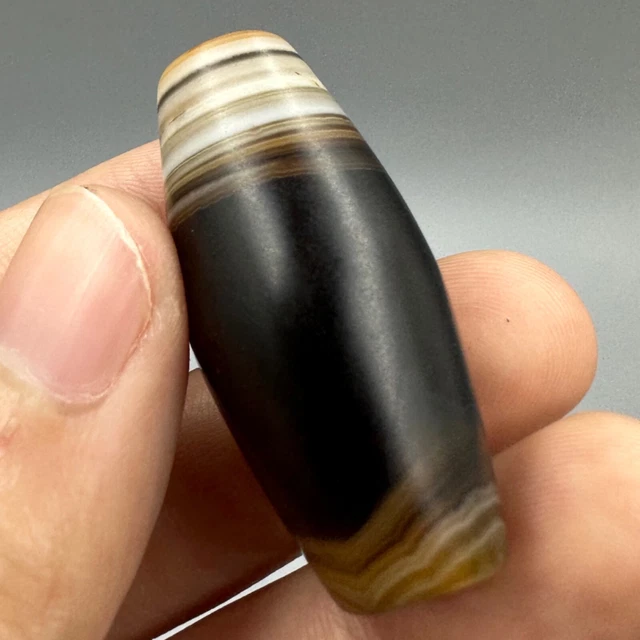 Ancient Himalayan Agate Old Rare Tibetan Pyu Bead With Milky Way Patina 3