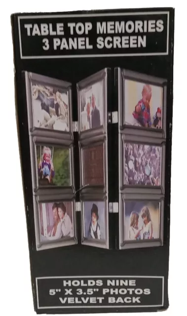 Table Top Memories 3 Panel Screen Holds 9 5"×3.5" Photos Velvet Back