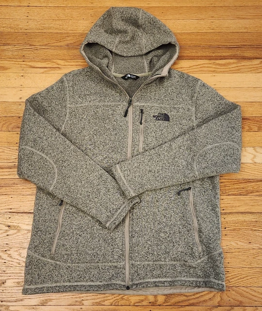 The North Face Jacket Girdan Lyons Gray Beige Full Zip Sherpa Lined Hoodie Sz XL
