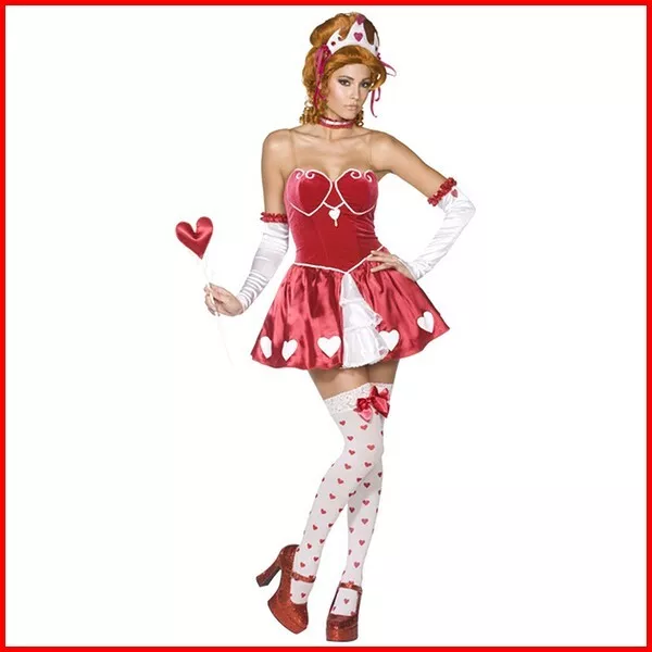 Costume Carnevale Donna Da Regina Di Cuori Halloween Travestimento Per Adulto S