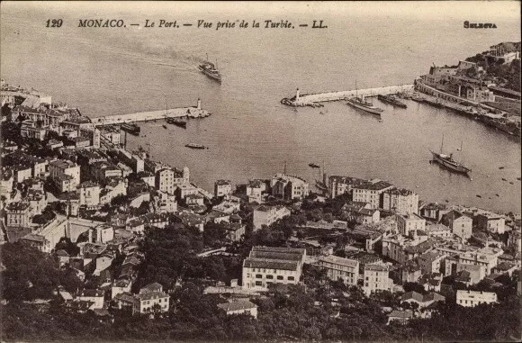 Ak Monaco, Le Port, Vue prise de la Turbie - 3830217