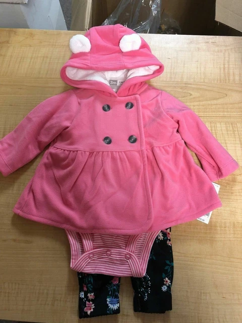 Baby GIRL Carter's PINK FLW Microfleece Jacket, Bodysuit & Pants CHECK FOR SIZE