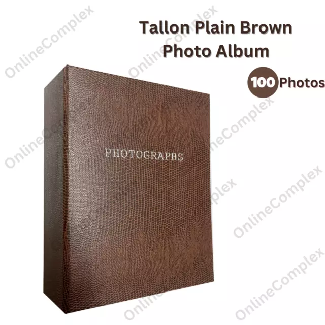 Tallon Plain Photo Album 100 Pocket 6"x 4" Brown Slip In Album Holds 100 Photos