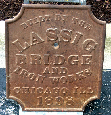 Cast Iron Railroad Bridge Plaque - Lassig Bridge & Iron Works - 1898