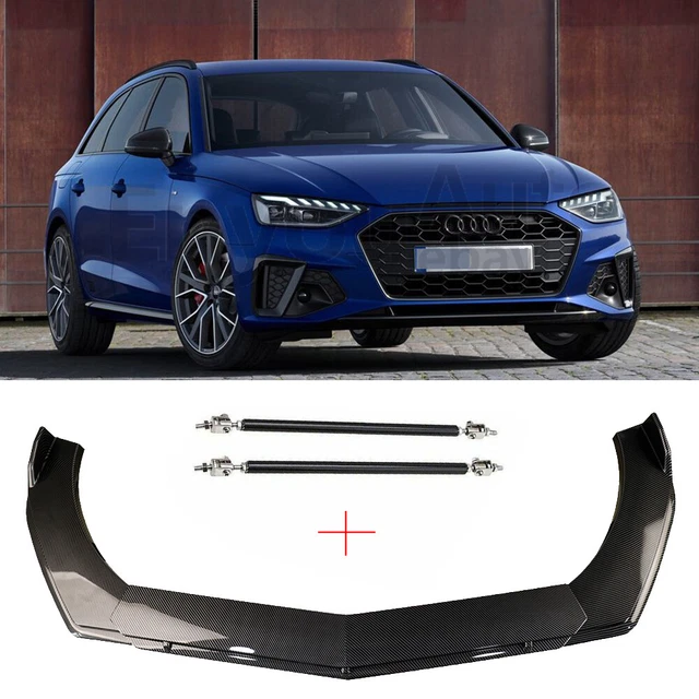 Front Bumper Lip + Strut Rods carbon fiber For Audi A3 A4 A5 A6 RS5 S5
