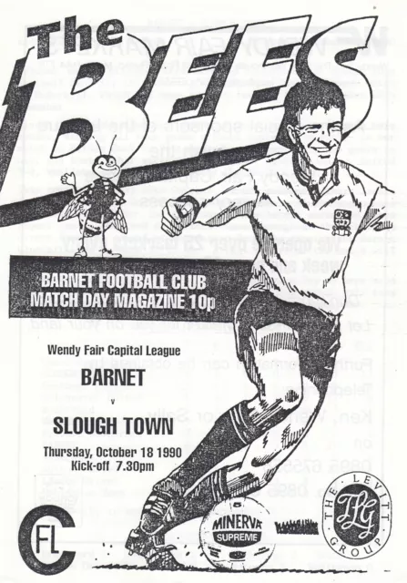 Barnet Reserves v Slough Town 1990/91 (18 Oct) Capital League