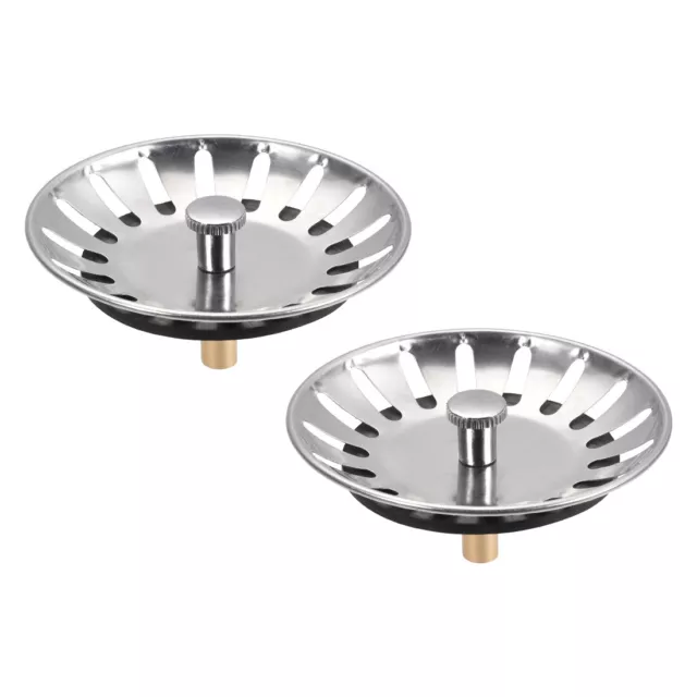 Cocina Colador Fregadero Acero Inoxidable Cesta Agarre 79mm con Caucho Tapón 2Pc