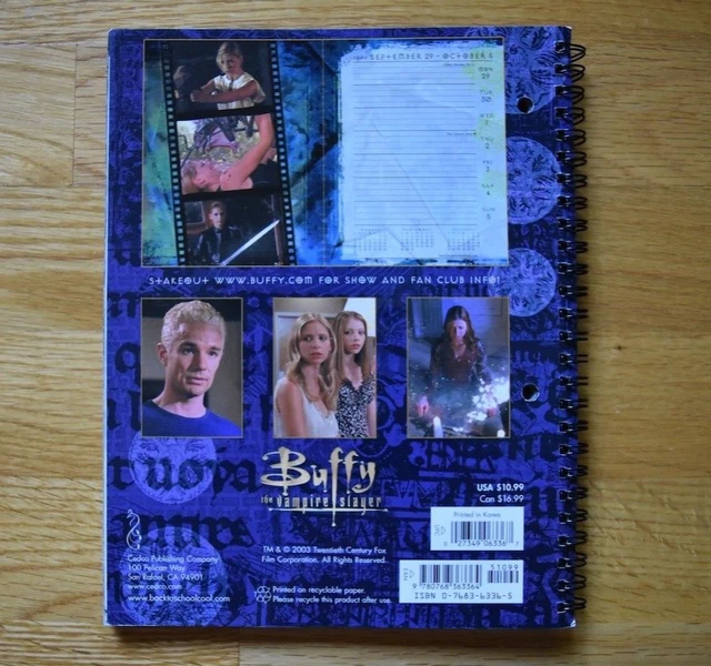 VTG BUFFY THE Vampire Slayer 20032004 Spiral Calendar Student Planner