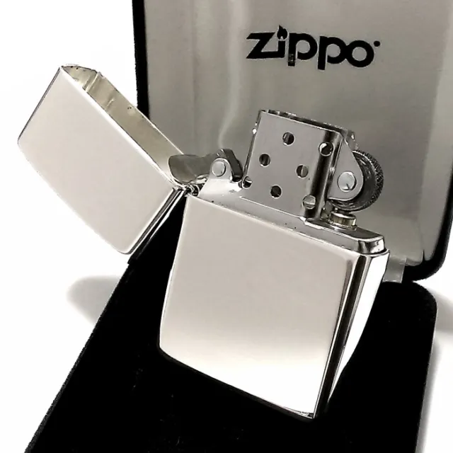 Zippo Silver Oil Lighter Plain Sterling Mirror Polish Finish Armor Case Japan