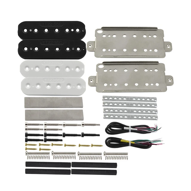 FLEOR Humbucker Kit with Alnico 5 Bar Magnets Bobbins Baseplate  Copper-NI Set
