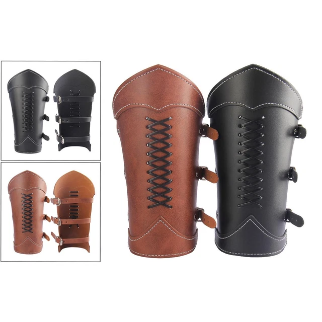 PU Guanto In Pelle Wristband Medievale Costume Bracciali Da Polso Guard