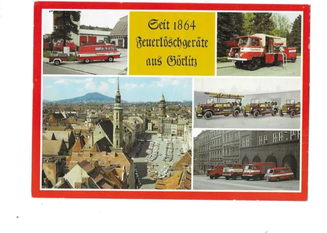 Feuerlöschgeräte seit 1864 - Feuerwehr Görlitz - Wechselbildkarte - DDR - 1989