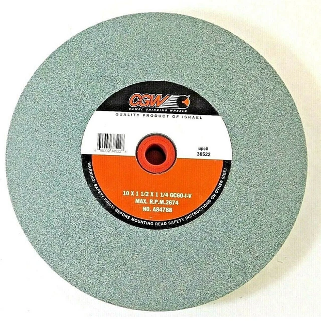 CGW 38522 10" x 1-1/4" x 1-1/2" 60 Grit Bench Grinding Wheel
