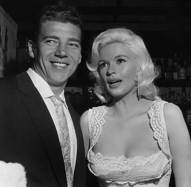 ACTRESS JAYNE MANSFIELD and Mickey Hargitay attend an event in LA 1957