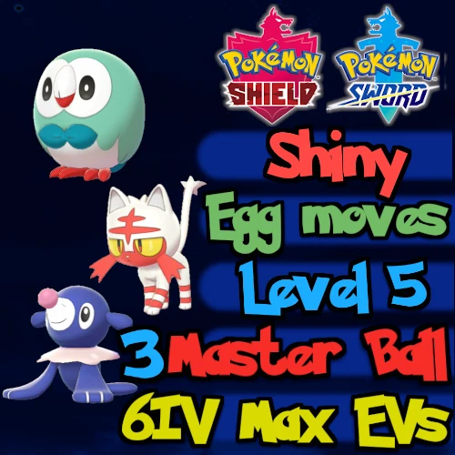 3 Shiny Starters Popplio Rowlet Litten 6iv Max Evs Pokemon Home Sword Shield Eur 3 32 Picclick Fr