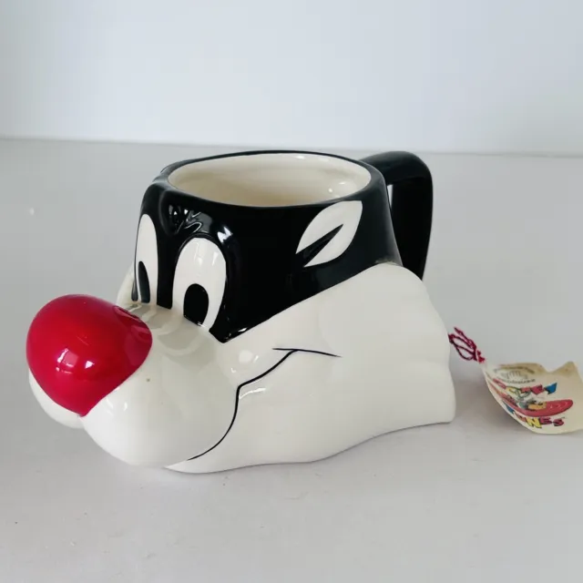 Cat Mug Sylvester Looney Tunes 3D Ceramic Cup with Tag Gift Idea 1989 RARE