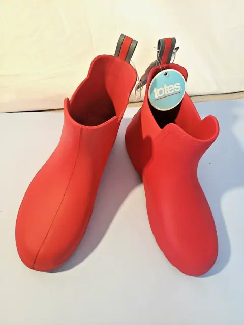 Totes Womens size 9 Rain Boots Red Chelsea Lite Everywear Ankle Pull On NWT
