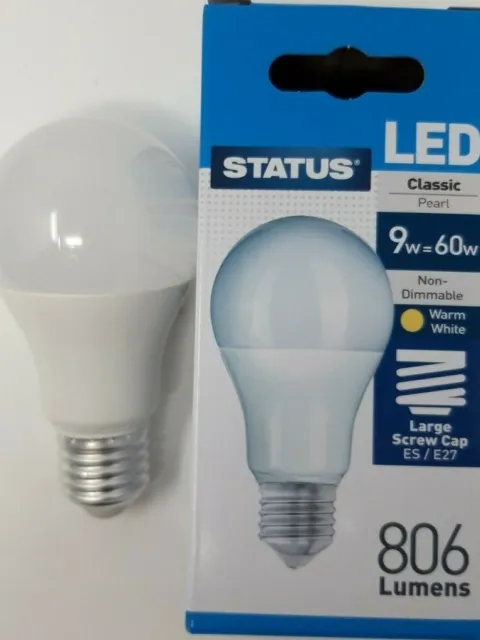9w = 60w LED GLS Light Bulbs Lamp ES Edison Screw In E27 Warm White 2700K