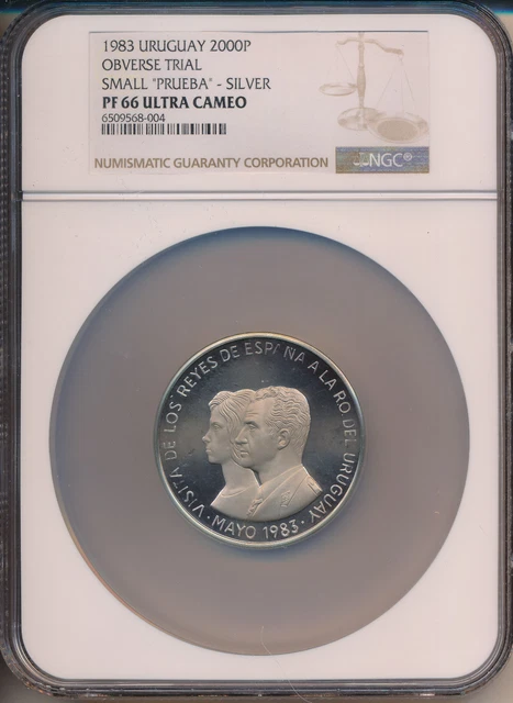 Uruguay 1983 2000 Pesos Obv/Rev Prueba Silver Trial Strikes **Ngc Pf 66 Uc**