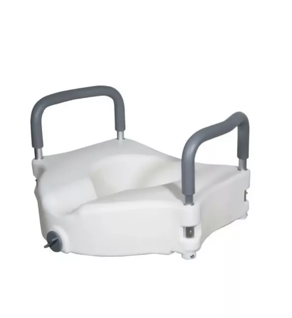 Drive Medical 2-in-1 Raised Toilet Seat with Removable Padded Arms # RTL12027RA