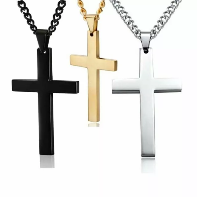 Stainless Steel Men Cross Pendant Necklace Chain Fashion Jewelry Unisex Hot Gift