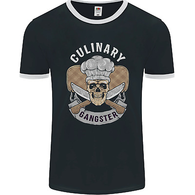 Cullinary Gangster Chef Cooking Skull BBQ Mens Ringer T-Shirt FotL