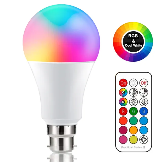 B22/E27 RGB LED Glühbirne farbwechselnd 240V farbige Lampe und Fernbedienung