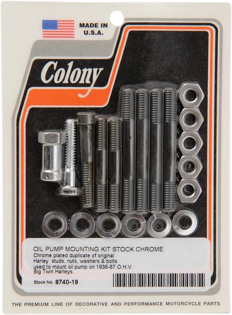 1936-1947 for Harley Knucklehead EL COLONY Pump Mounting Kit Chrome 8740-19