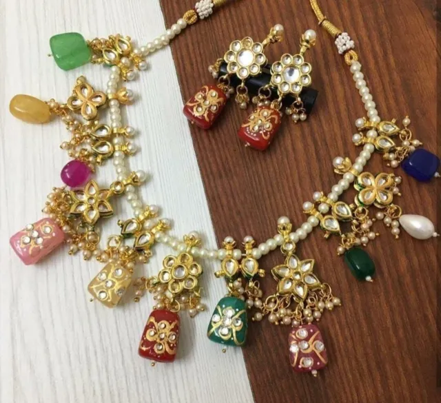 Kundan Bollywood Pakistanische Indisch Halskette Set Braut Party Perle Ethnisch