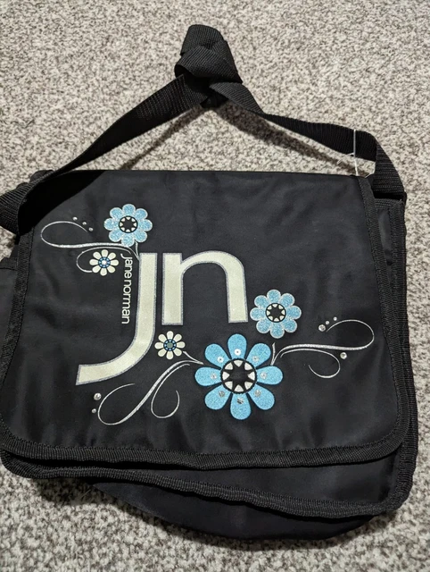 VINTAGE JANE NORMAN Messenger Bag Y2K 2000 Blue Flowers Rare