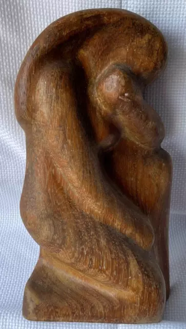 Vintage MCM Mid Century Modern Art Wood Carving Nude Woman Lady Sculpture Statue